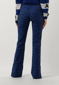 blauwe alix the label flared broek ladies woven sketchy animal flared pants