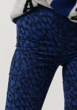 blauwe alix the label flared broek ladies woven sketchy animal flared pants