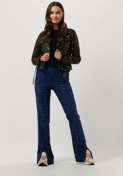 blauwe alix the label flared broek ladies woven sketchy animal flared pants