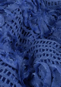 blauwe alix the label mini jurk knitted tape lace dress