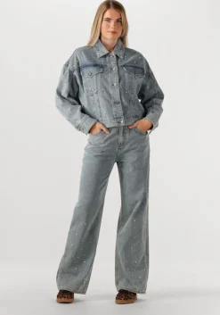 blauwe alix the label spijkerjas ladies woven embellished denim jacket