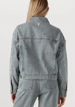 blauwe alix the label spijkerjas ladies woven embellished denim jacket