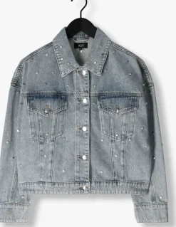 blauwe alix the label spijkerjas ladies woven embellished denim jacket