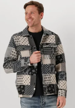 blauwe anerkjendt overshirt akoscar patchwork overshirt