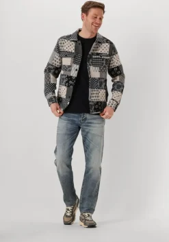 blauwe anerkjendt overshirt akoscar patchwork overshirt