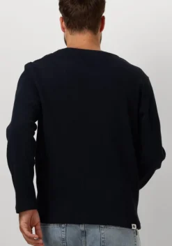 blauwe anerkjendt polo / t-shirt akkikki l/s waffle tee