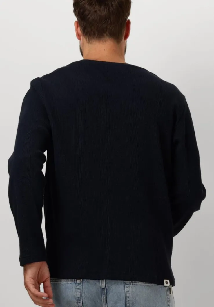 blauwe anerkjendt polo / t-shirt akkikki l/s waffle tee