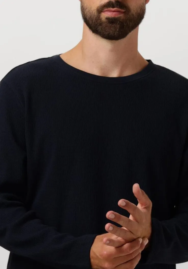 blauwe anerkjendt polo / t-shirt akkikki l/s waffle tee