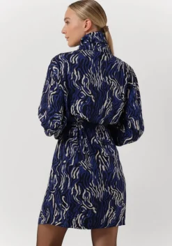 blauwe another label mini jurk roselyn line dress l/s