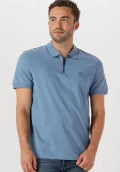 blauwe boss orange polo passerzip