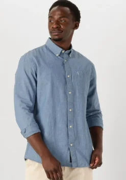 blauwe butcher of blue casual overhemd aidan chambray shirt