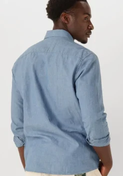 blauwe butcher of blue casual overhemd aidan chambray shirt