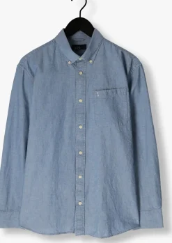 blauwe butcher of blue casual overhemd aidan chambray shirt