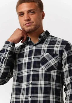 blauwe butcher of blue casual overhemd robbins mid check shirt
