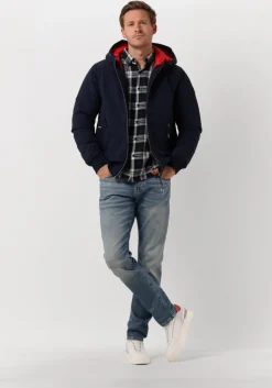 blauwe butcher of blue casual overhemd robbins mid check shirt