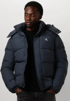 blauwe calvin klein gewatteerde jas essentials non down jacket