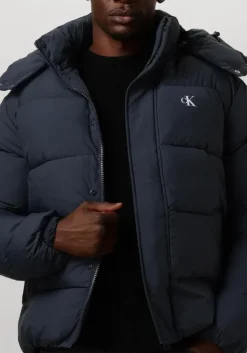 blauwe calvin klein gewatteerde jas essentials non down jacket