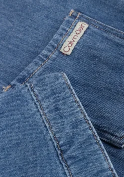 blauwe calvin klein mini jurk linen boxy belted shirt dress