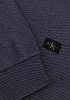 blauwe calvin klein trui woven label waffle ls tee