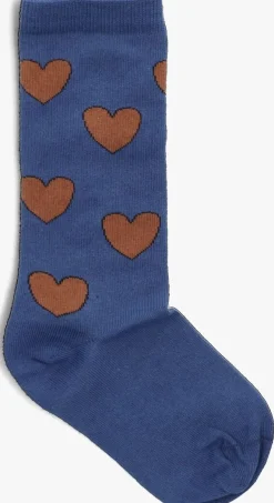 blauwe carlijnq sokken knee socks - hearts