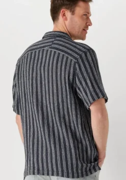 blauwe cast iron casual overhemd short sleeve shirt yd stripe regular fit