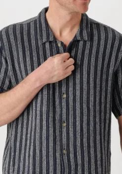 blauwe cast iron casual overhemd short sleeve shirt yd stripe regular fit