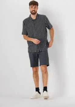 blauwe cast iron casual overhemd short sleeve shirt yd stripe regular fit