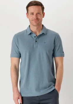 blauwe cast iron polo short sleeve polo popcorn jersey melange