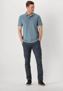 blauwe cast iron polo short sleeve polo popcorn jersey melange