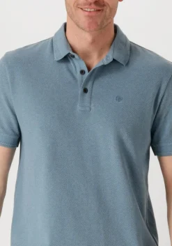 blauwe cast iron polo short sleeve polo popcorn jersey melange