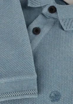 blauwe cast iron polo short sleeve polo popcorn jersey melange