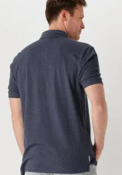 blauwe cast iron polo short sleeve polo popcorn jersey melange