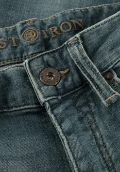 blauwe cast iron slim fit jeans riser slim blue green ocean