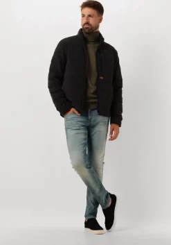 blauwe cast iron slim fit jeans riser slim blue green ocean