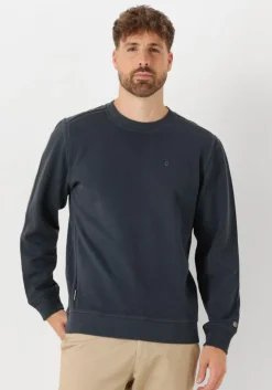 blauwe cast iron trui long sleeve r-neck regular fit twill