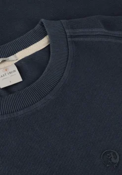 blauwe cast iron trui long sleeve r-neck regular fit twill