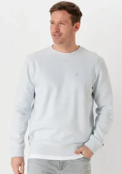 blauwe cast iron trui long sleeve r-neck regular fit twill