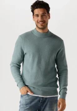 blauwe cast iron trui mock neck fine boucle