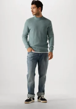 blauwe cast iron trui mock neck fine boucle