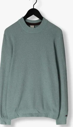 blauwe cast iron trui mock neck fine boucle