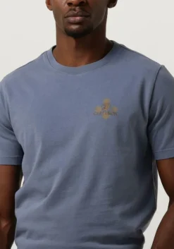 blauwe cast iron t-shirt short sleeve r-neck regular fit cotton