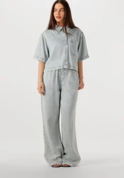 blauwe catwalk junkie blouses short sleeve denim blouse