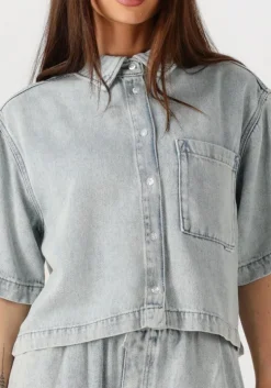 blauwe catwalk junkie blouses short sleeve denim blouse