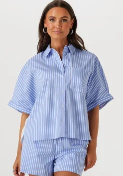 blauwe catwalk junkie blouses short sleeve blouse with graphic