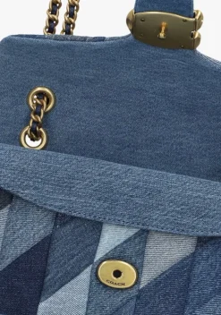 blauwe coach handtas quilted patchwork denim tabby