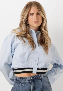 blauwe co'couture blouses cotton crisp logo crop shirt