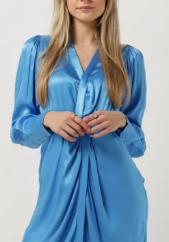 blauwe co'couture midi jurk harvey drape dress