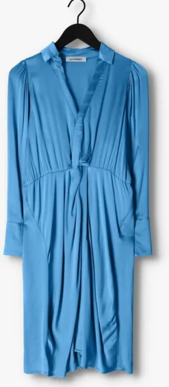 blauwe co'couture midi jurk harvey drape dress