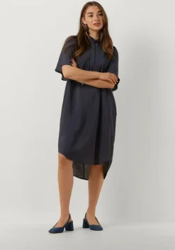 blauwe co'couture midi jurk callum volume dress