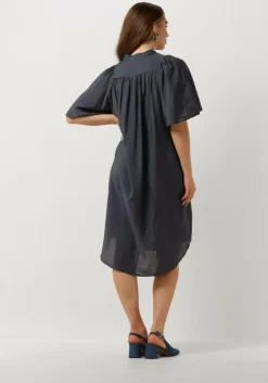 blauwe co'couture midi jurk callum volume dress